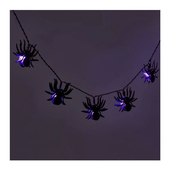 10 ct LED Black Metal Spider Halloween String Lights Purple - Hyde & EEK W/Timer - Picture 3 of 10